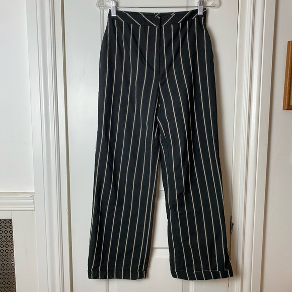 Oscar De La Renta Pinstripe Wide Leg Pants XS - Picture 1 of 6